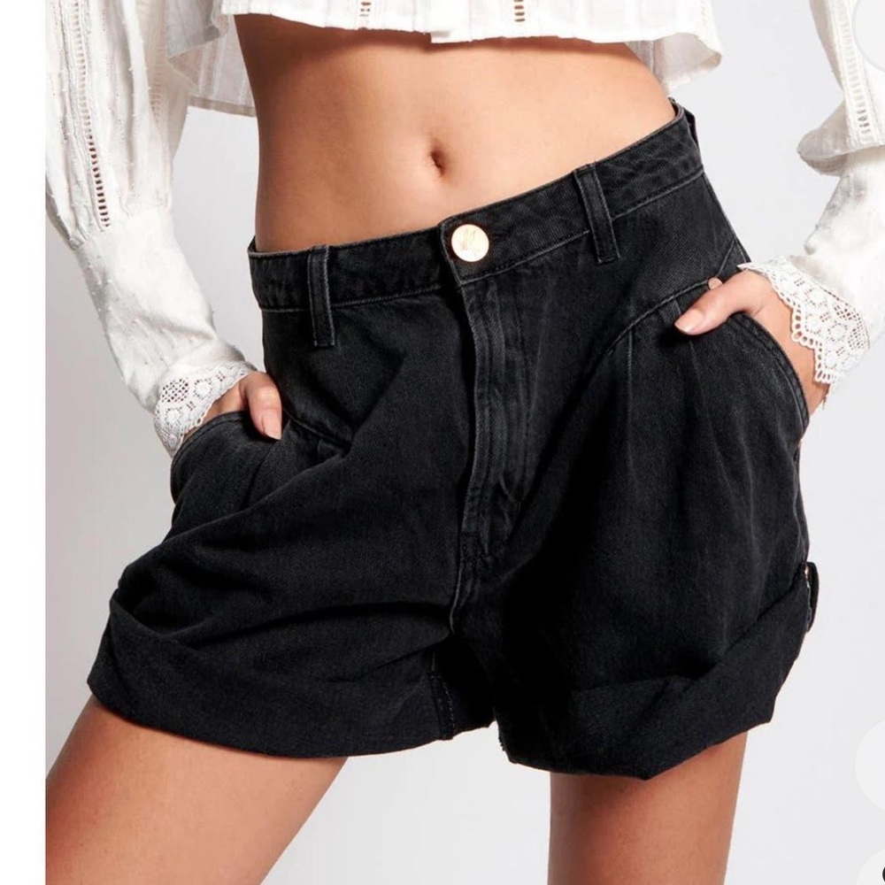 One Teaspoon Black Streetwalker Shorts, black denim